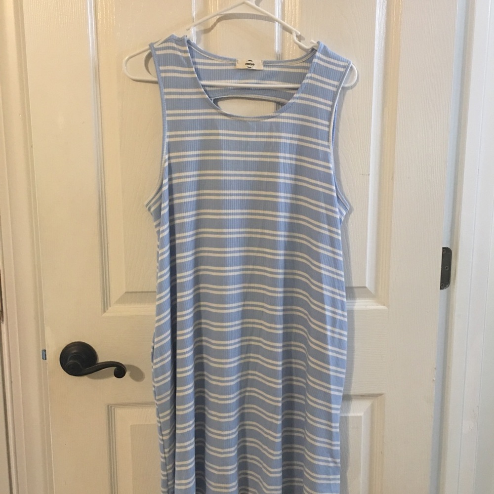 Light blue with white strip lite sundress.